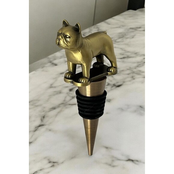 Adorable French Bulldog Frenchie Lover Gold Metal Wine Bottle Stopp... - Picture 4 of 8